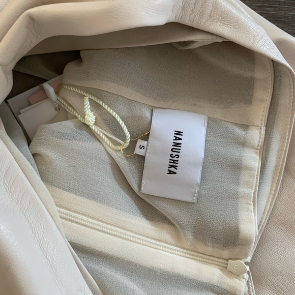 Nanushka Sarong Mini Wrap Skirt Milo Vegan Leather Off White - Picture 5 of 8